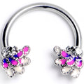 16G 3/8 Clear Gem Peacock Purple Horseshoe Circular Barbell