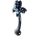 16G 5/16 Blue CZ Gem Night Drama Butterfly Curved Eyebrow Ring