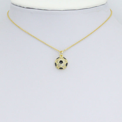 CZ Enamel Gold Soccer Ball Charm Pendant, Sku#LK1179