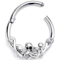 16G 3/8 Clear Gem Scrolling Elegance Hinged Segment Ring