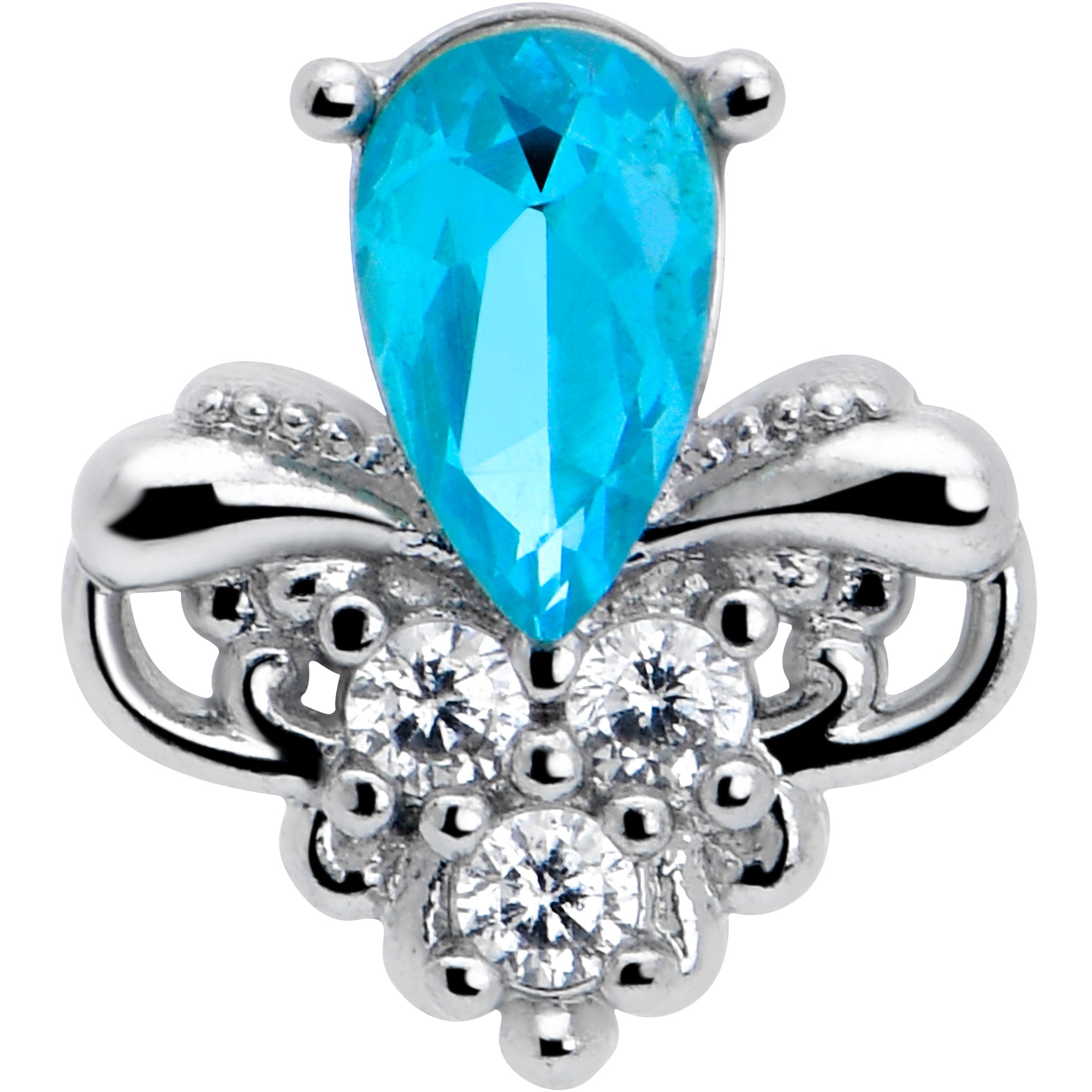 16G 1/4 Blue Gem Style Simplicity Labret Monroe Tragus