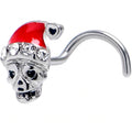 20G 7mm Clear Gem Santa Hat Skull Left Side Nose Screw