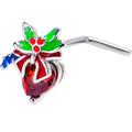 20G 7mm Red Gem Festive Holiday Ornament L Shape Nose Ring