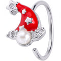 20G 5/16 Clear Gem Santa Hat Stars Red Nosed Hoop