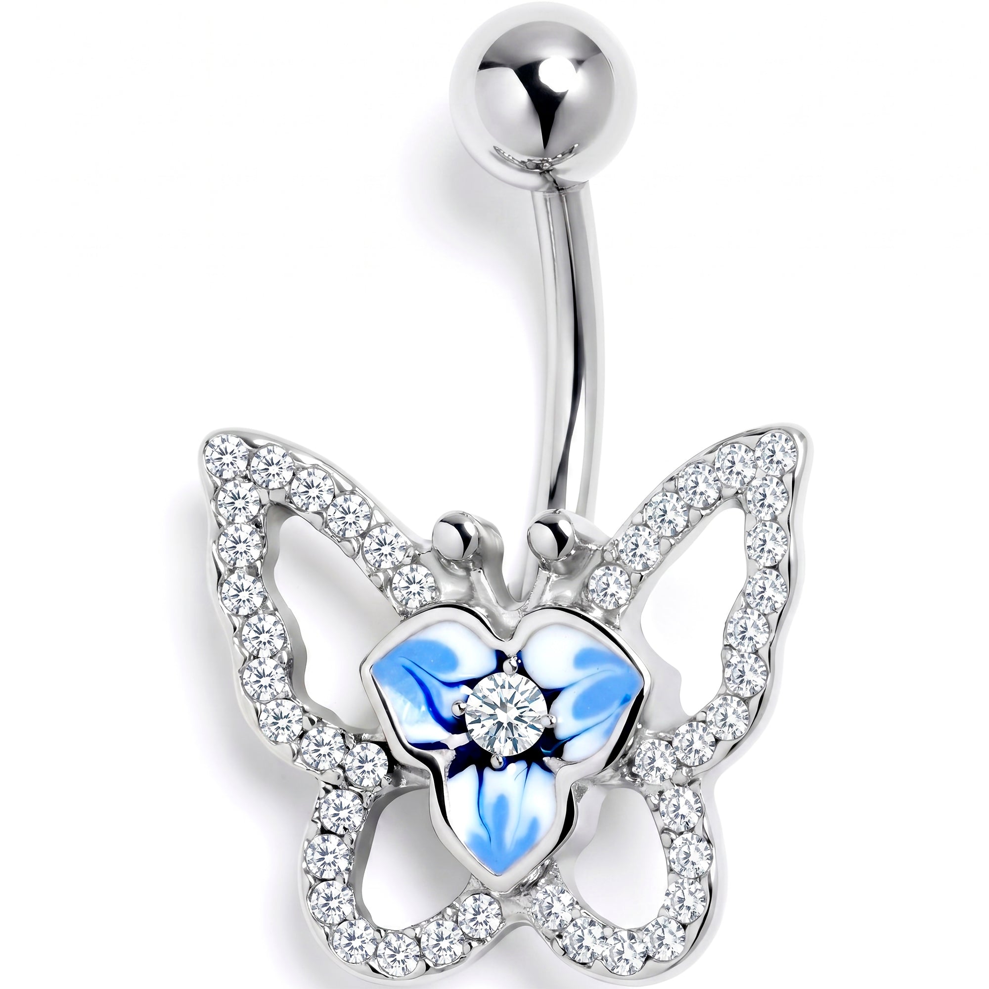 Clear Gem Fabulous Butterfly Blue Belly Ring