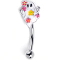 16G 5/16 Floral Ghost Halloween Curved Eyebrow Ring