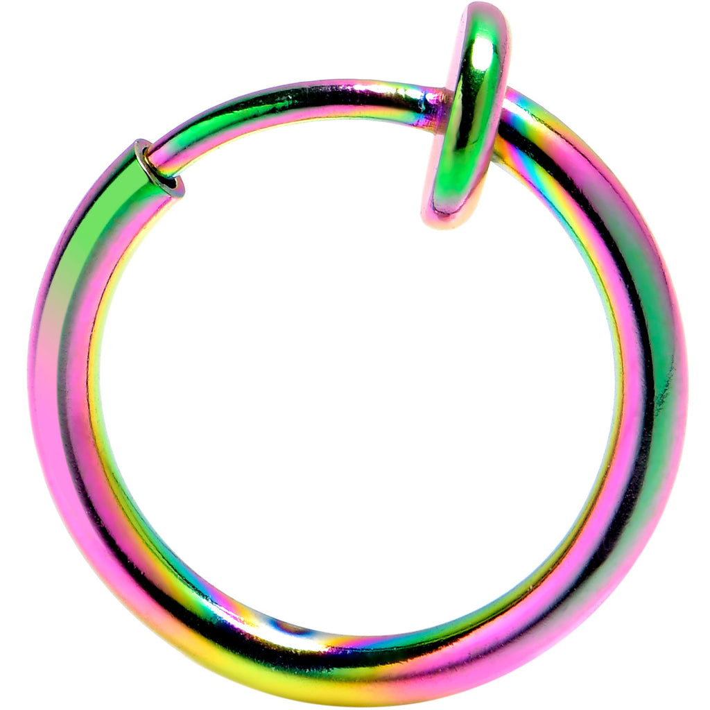 Rainbow Clip On Fake Nose Ring