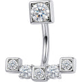 Clear CZ Gem Blocky Arch Double Mount Belly Ring