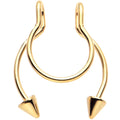 Gold Tone Horseshoe Cone Barbell Fake Nose Ring Nipple and Clip on Earring