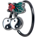 20G 5/16 Red CZ Gem Black Yin Yang Cherry Nose Hoop