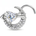 20G 7mm Clear CZ Gem Moon Lover Left Side Nose Screw
