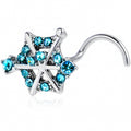 20G 7mm Blue Gem Spiderweb Goth Left Side Nose Screw