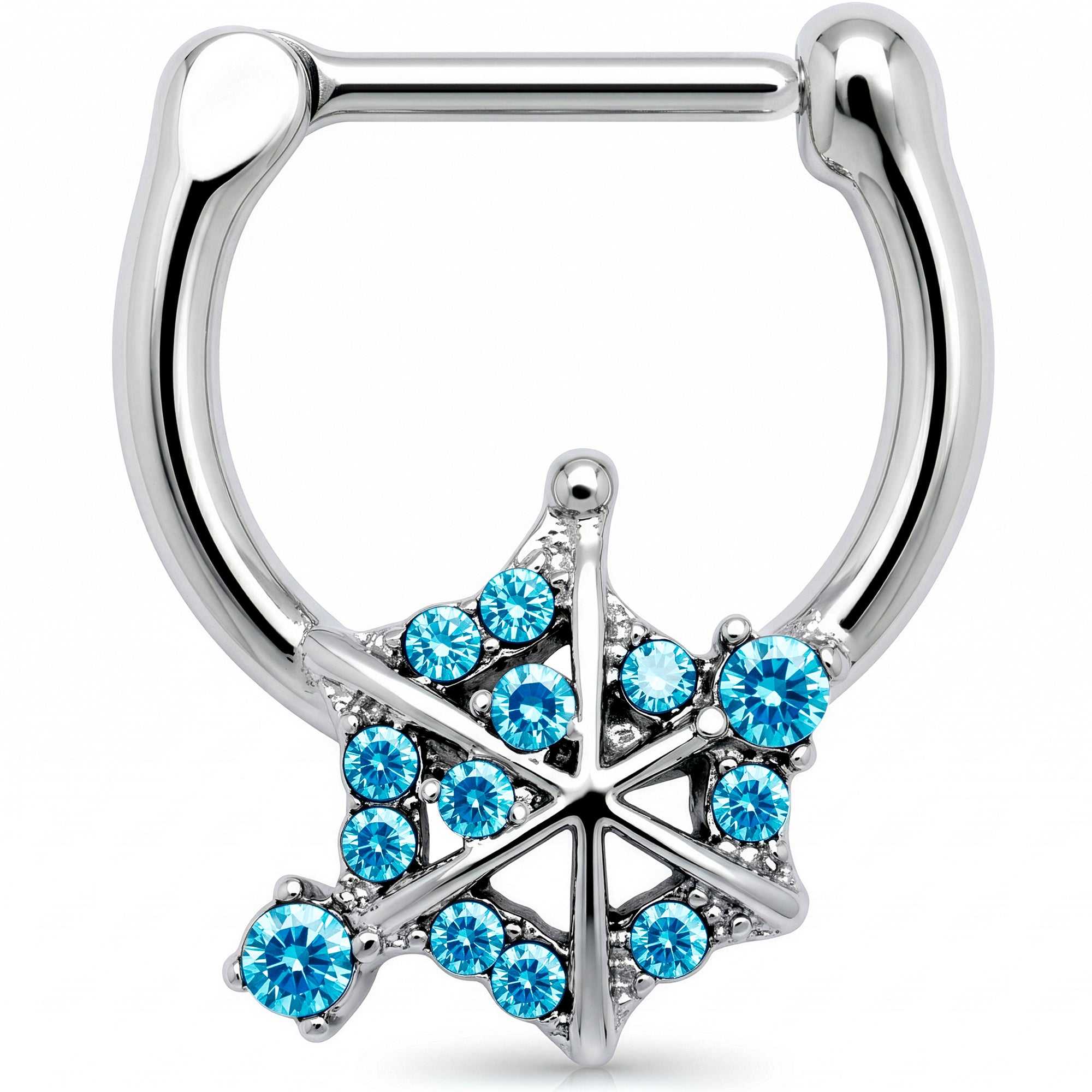 16G 5/16 Blue Gem Spiderweb Goth Cartilage Clicker