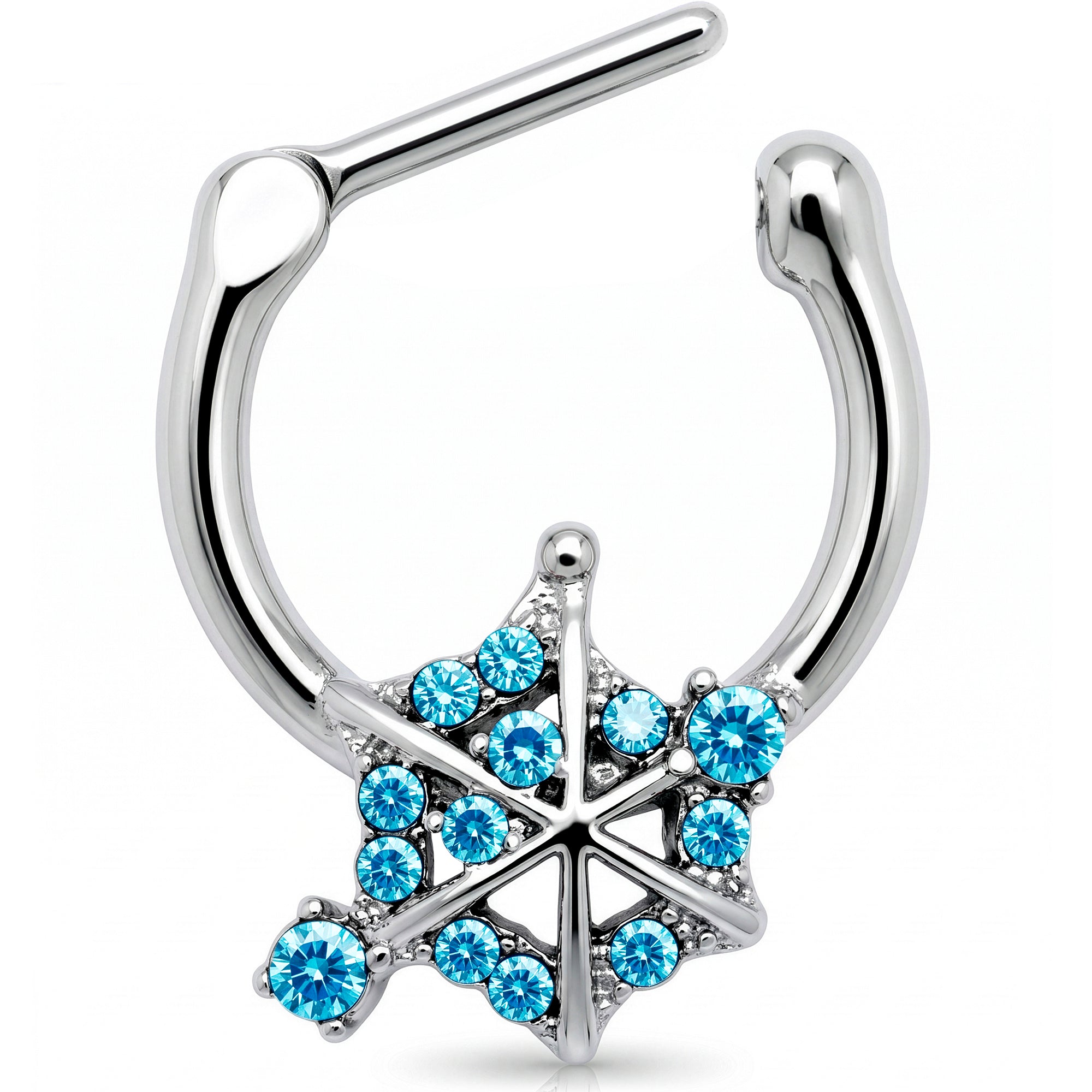 16G 5/16 Blue Gem Spiderweb Goth Cartilage Clicker