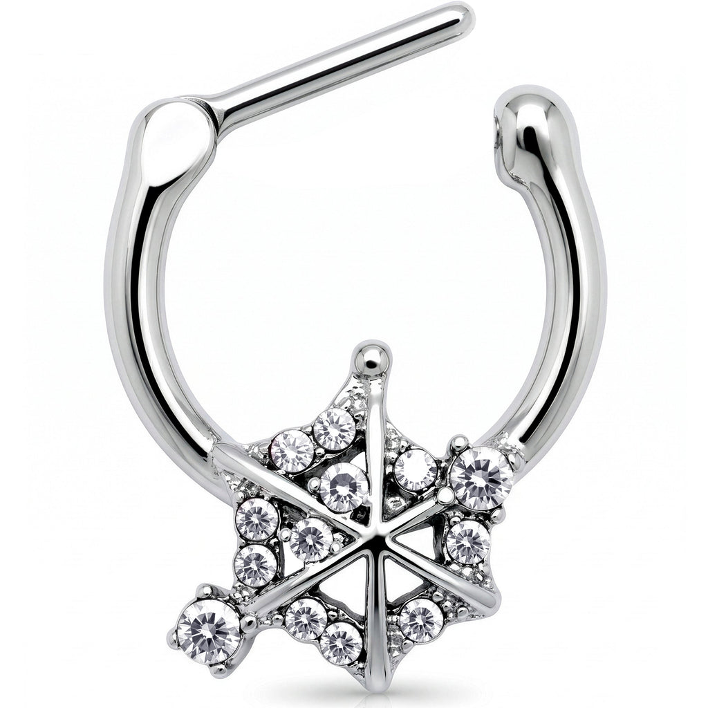 16G 5/16 Clear Gem Spiderweb Goth Cartilage Clicker