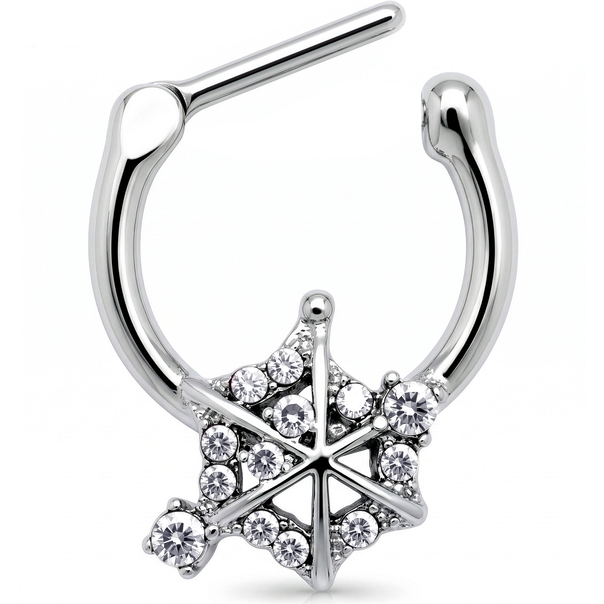 16G 5/16 Clear Gem Spiderweb Goth Cartilage Clicker