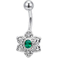 Clear Green Gem Blooming Beauty Flower Belly Ring