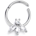 16G 3/8 Clear Gem Fashion Fan Mini Hinged Segment Ring