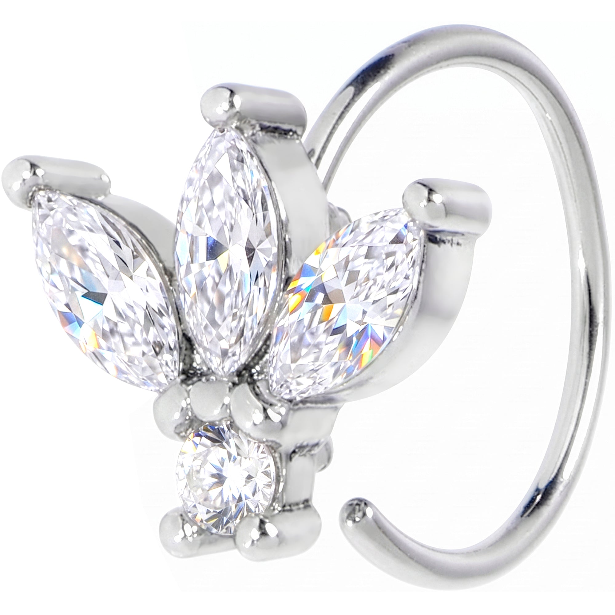 20G 5/16 Clear Gem Fashion Fan Mini Nose Hoop