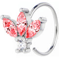 20G 5/16 Pink Gem Fashion Fan Mini Nose Hoop