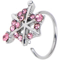 20G 5/16 Pink Gem Spiderweb Goth Nose Hoop