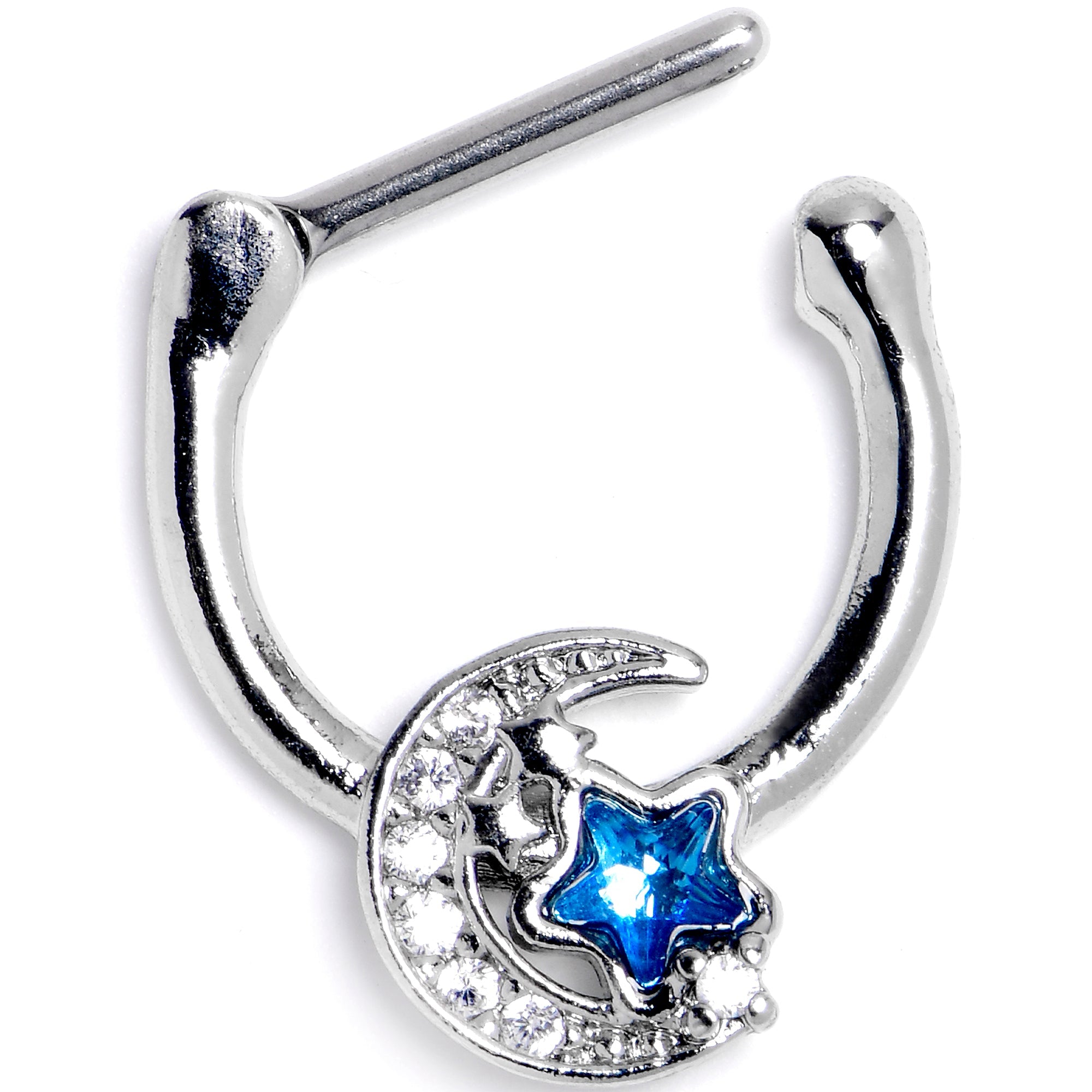 16G 5/16 Blue CZ Gem Starry Night Sky Cartilage Clicker