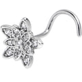 20G 7mm Clear CZ Gem Snowflake Flower Left Side Nose Screw