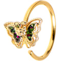 20G 5/16 Vitrail Gem Gold Tone Classic Butterfly Nose Hoop