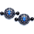14G 9/16 Blue Aurora Gem Black Night Blossom Nipple Shield Set