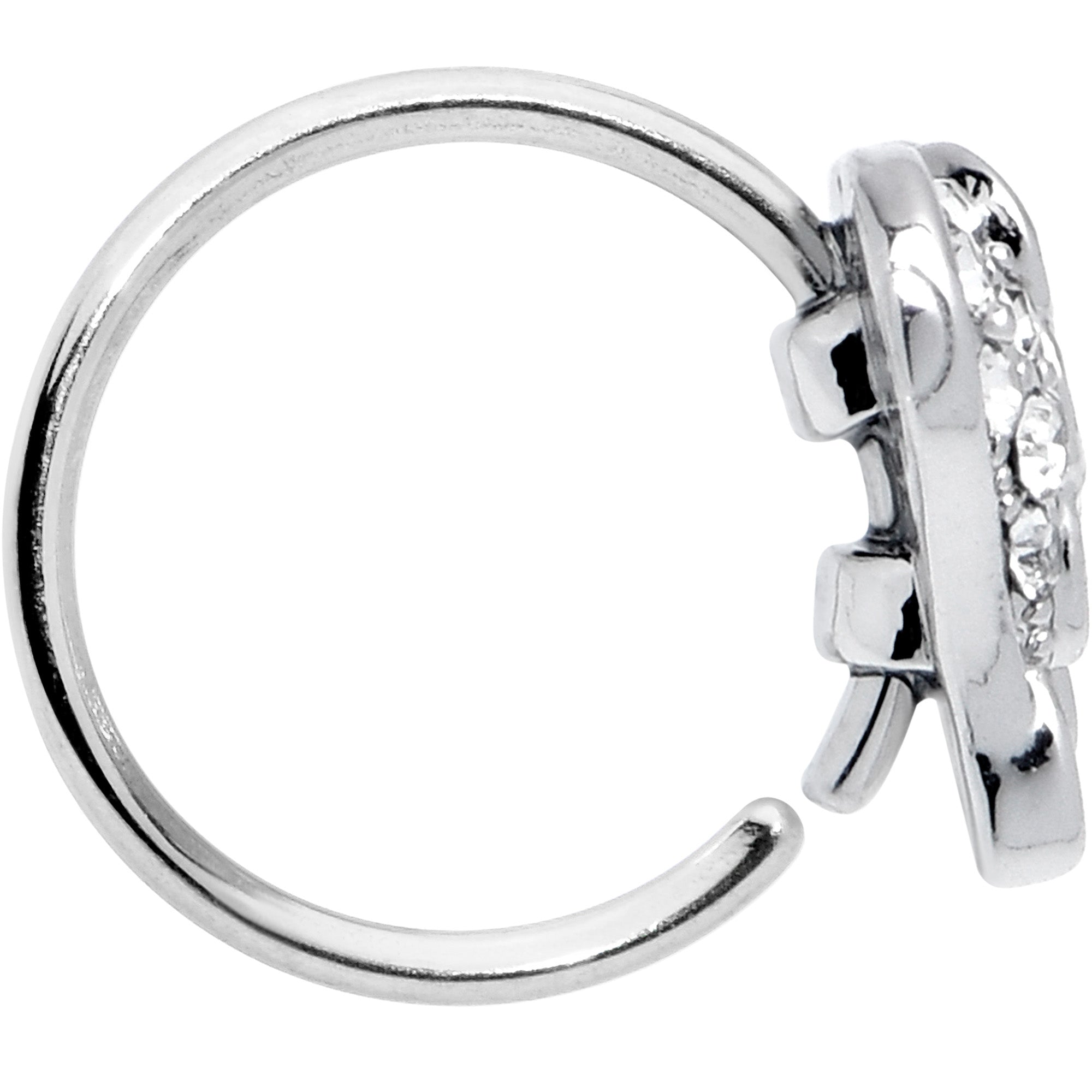 20G 5/16 Clear Gem Heavenly Heart Angel Wing Black Nose Hoop