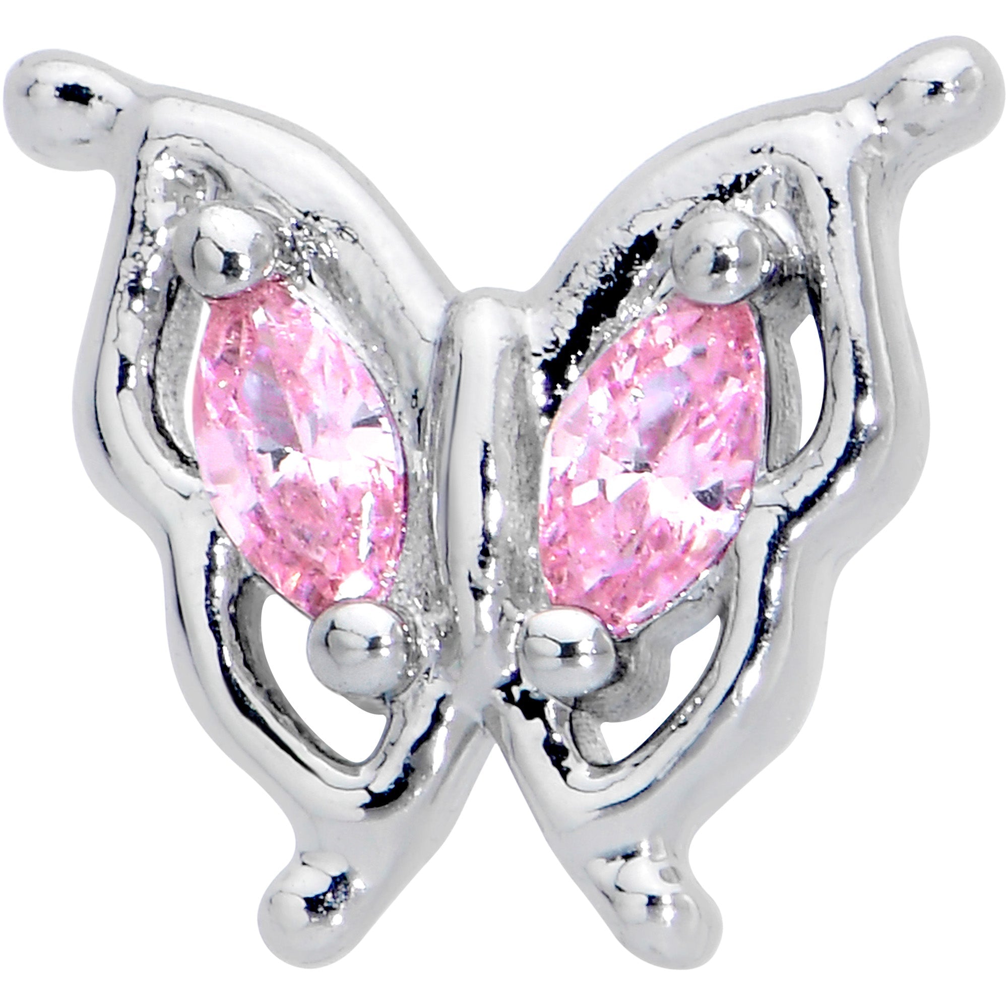 16G 5/16 Pink Gem Fancy Fab Butterfly Internally Threaded Labret