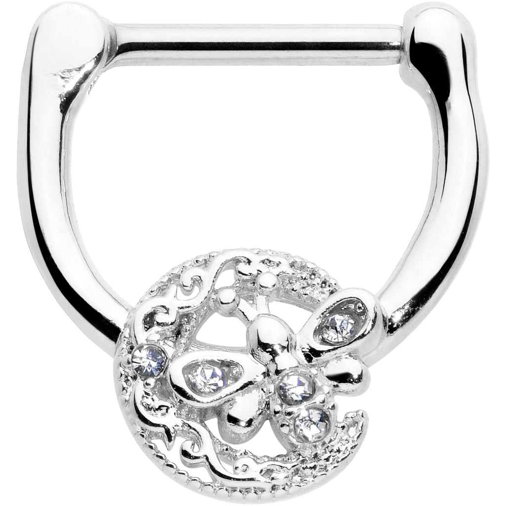 16G 5/16 Clear Gem Lunar Dragonfly Cartilage Clicker