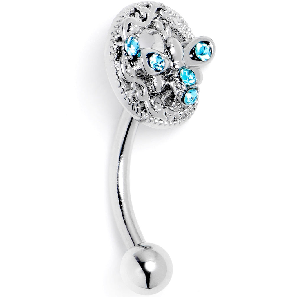 16G 5/16 Blue Gem Lunar Dragonfly Curved Eyebrow Ring