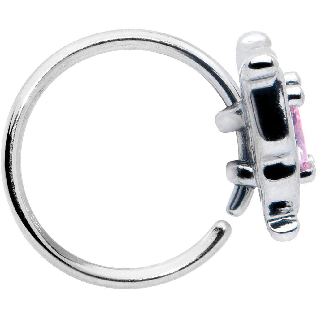 20G 5/16 Pink Gem Fancy Fab Butterfly Nose Hoop