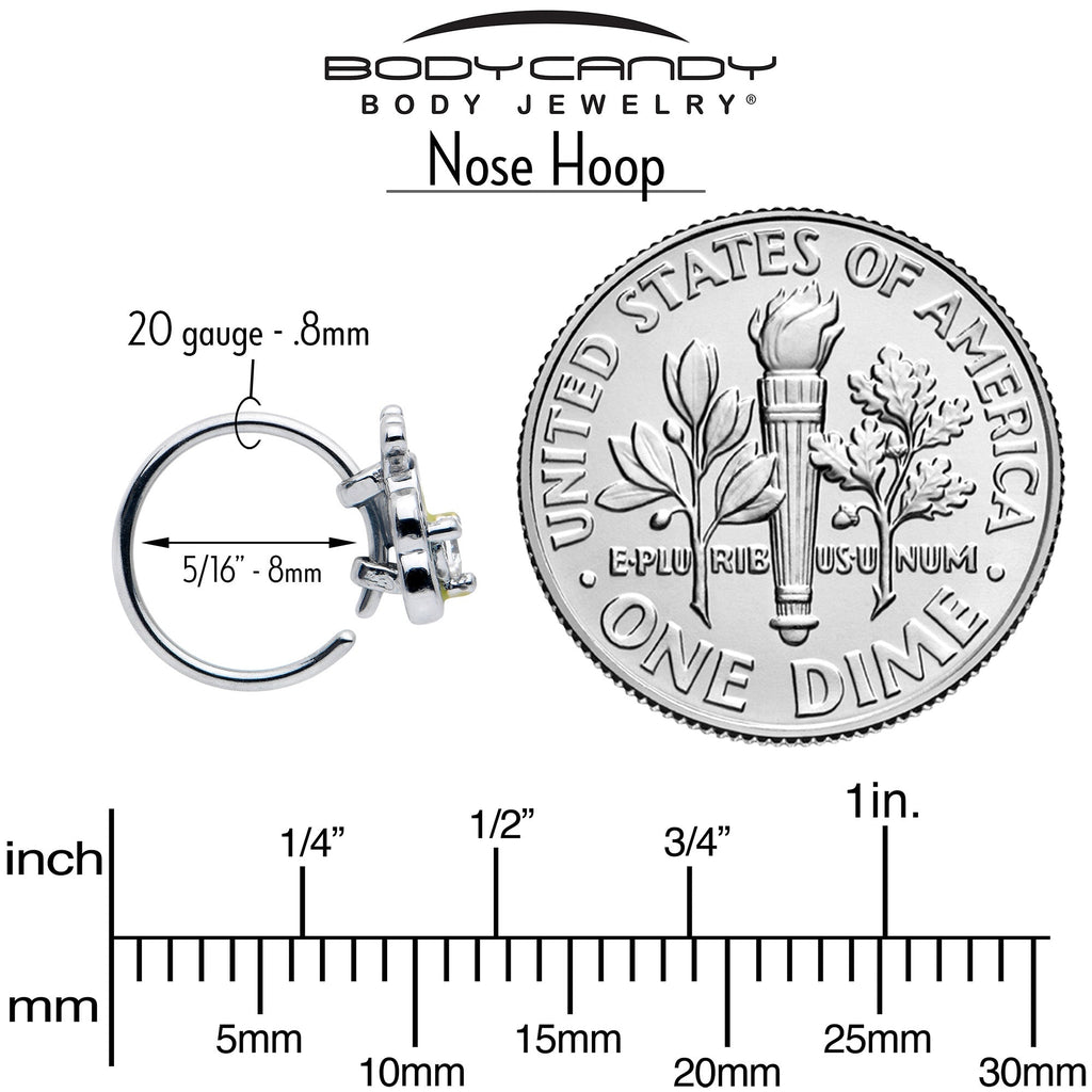 20G 5/16 Clear CZ Gem Butterfly Love Bug Nose Hoop