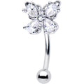 16G 5/16 Clear Gem Baroque Beauty Butterfly Curved Eyebrow Ring