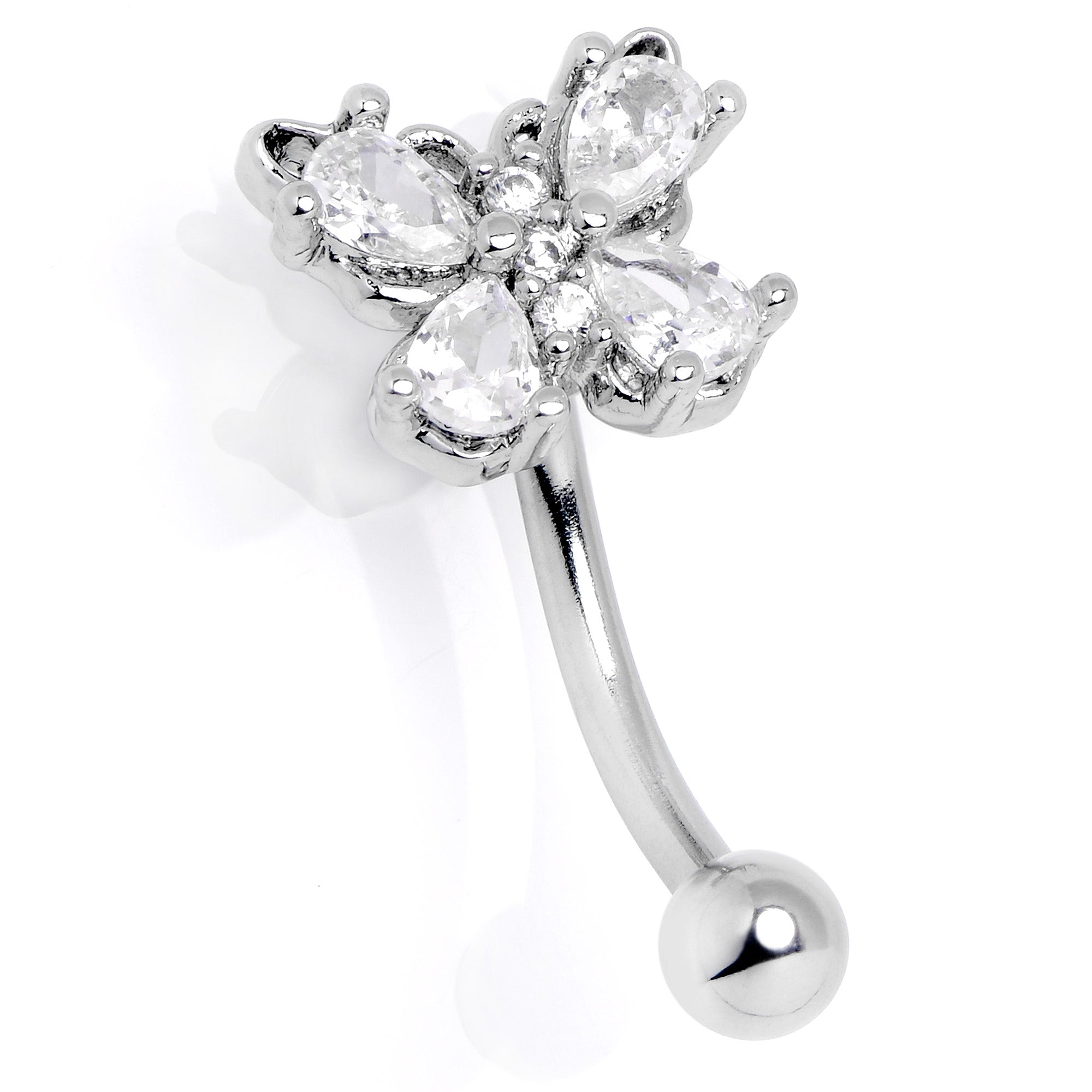 16G 5/16 Clear Gem Baroque Beauty Butterfly Curved Eyebrow Ring