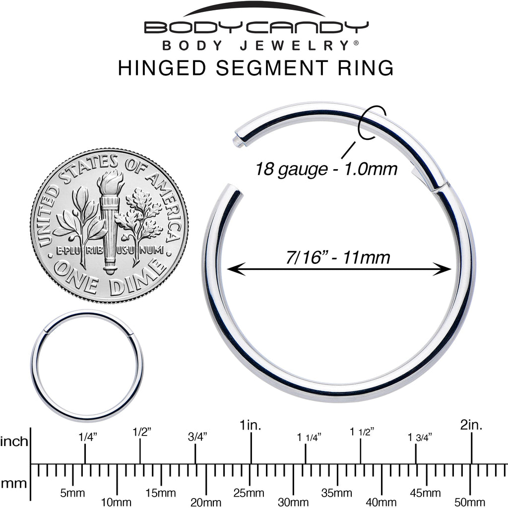 18G 7/16 316L Surgical Steel Precision Hinged Segment Hoop