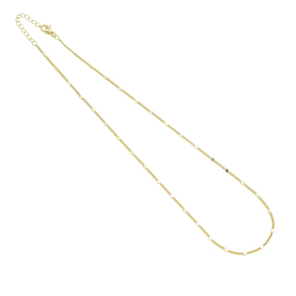 Gold Dainty Flower Link Chain  Necklace, Sku#LD606