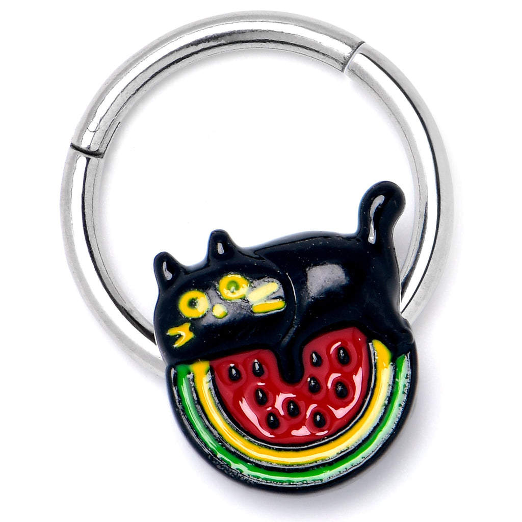 16G 3/8 Watermelon Cat Love Hinged Segment Ring