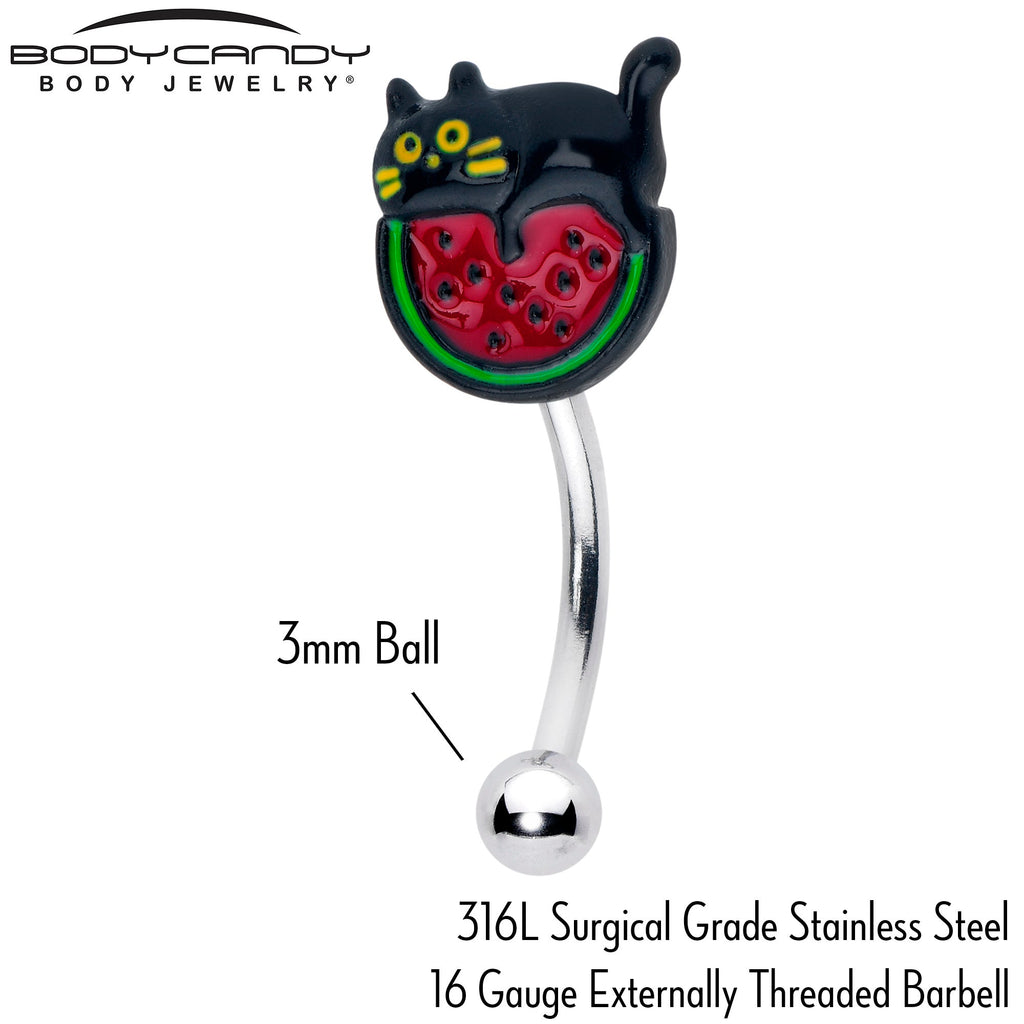 16G 5/16 Watermelon Cat Love Curved Eyebrow Ring