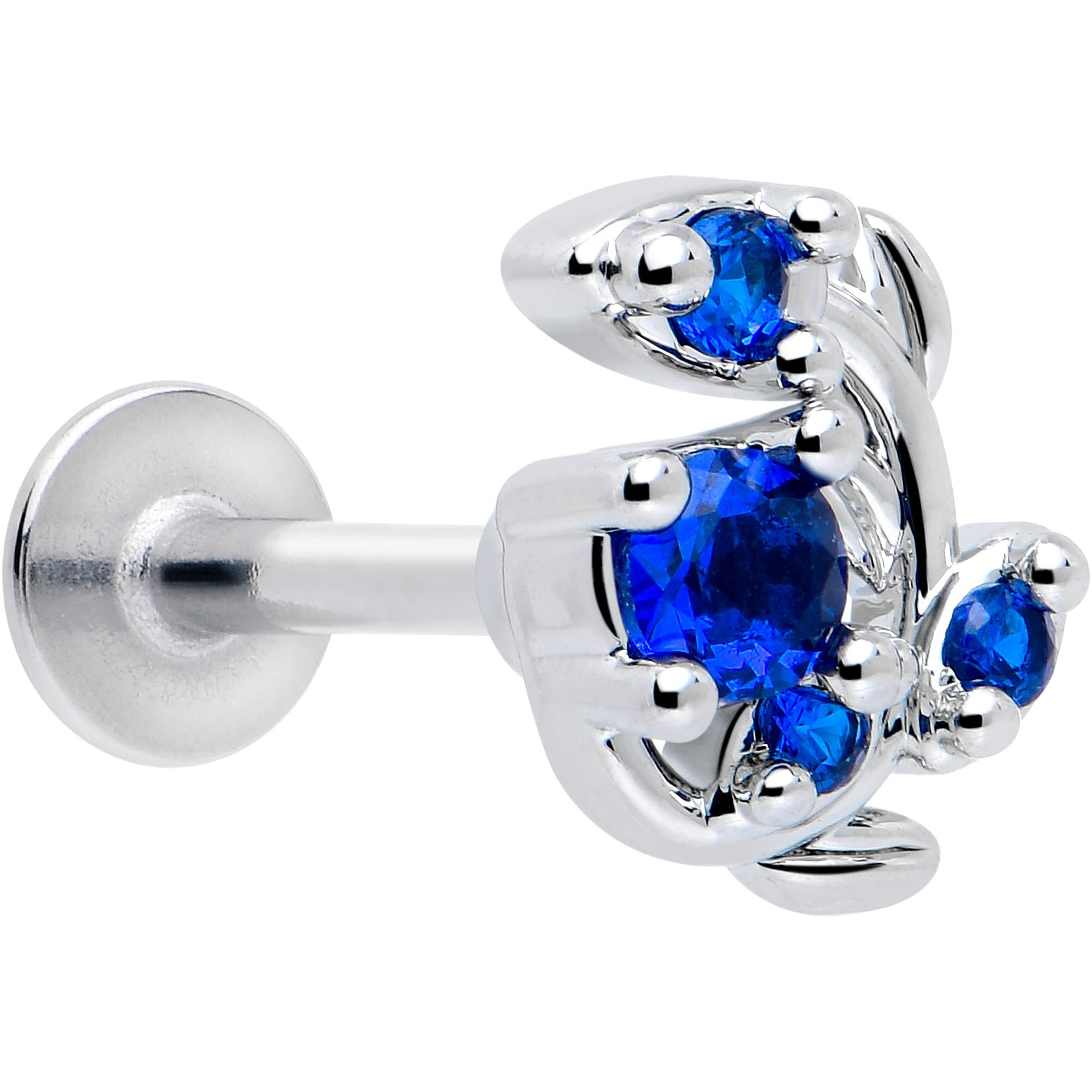 16G 5/16 Blue Gem Twining Vine Flatback Stud