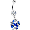 Clear Blue Gem Twining Vine Dangle Belly Ring