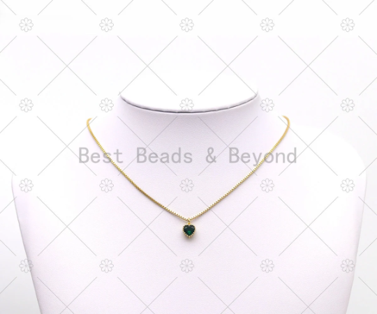 Colorful Big CZ Micro Pave Heart Shape Pendant,18K Gold Filled Heart Charm, Necklace Bracelet Charm, Sku#LK530