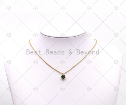 Colorful Big CZ Micro Pave Heart Shape Pendant,18K Gold Filled Heart Charm, Necklace Bracelet Charm, Sku#LK530
