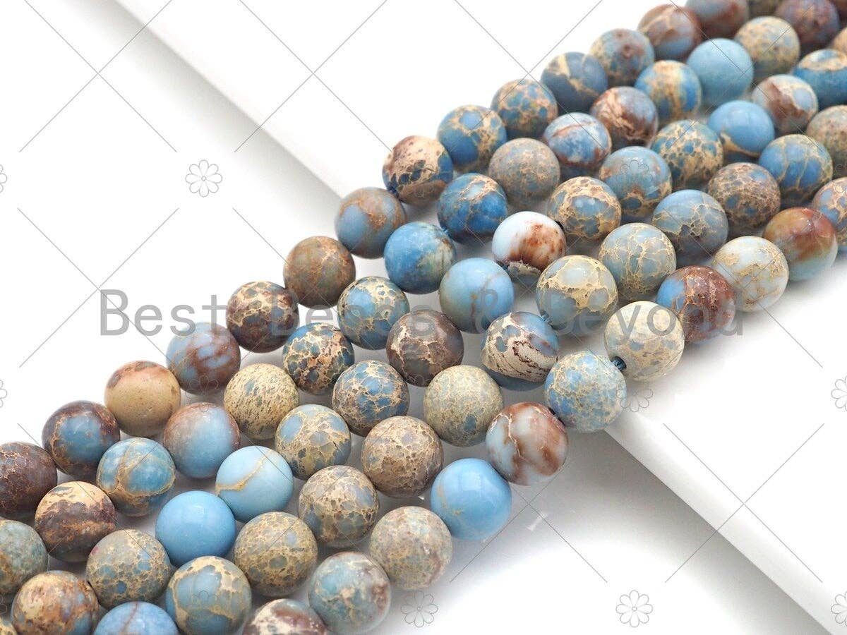 High Quality Light Blue Sea Sediment Imperial Jasper Beads, UA168