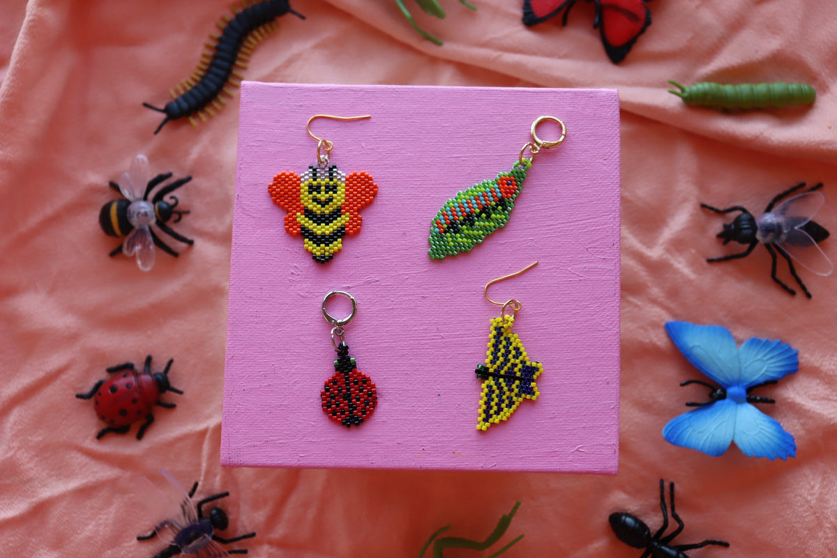 Beaded Moth Earrings