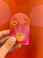 Double Pierced Chain Hoop Earring