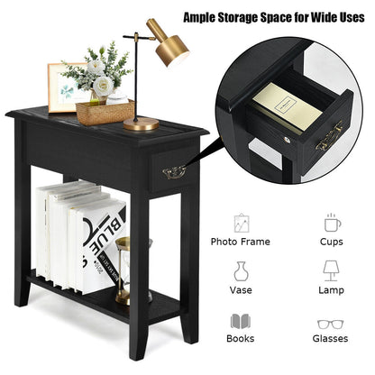 End Table Bedside Sofa End Table Narrow Nightstand with Wooden Legs