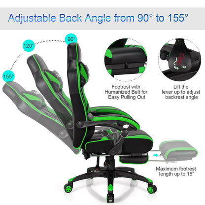 Adjustable Gaming Chair with Footrest